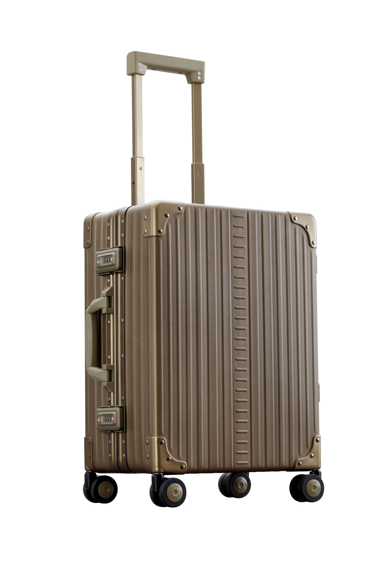 Aleon 21″ Domestic Carry-On Bronze Aluminium koffer zijkant