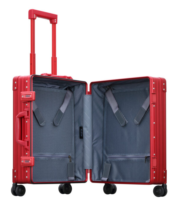 Aleon 21" Domestic Carry-On Ruby Aluminium koffer open